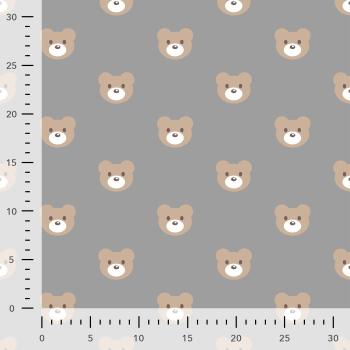 Preview: Fleece (Polar/Antipilling) in Grau mit Bear, Stoff in ganzer Breite